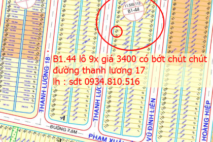 BÁN LÔ ĐẤT ĐƯỜNG THANH LƯƠNG 17 - TÂY BẮC - TRỤ - HÒA XUÂN 