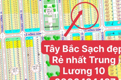 CHÍNH CHỦ CẦN BÁN LÔ ĐẤT ĐẢO VIP TÂY BẮC SẠCH ĐẸP ĐƯỜNG TRUNG LƯƠNG 10