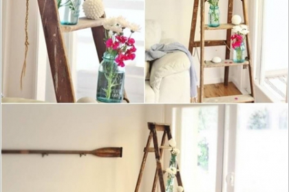 Biến thang gỗ thành đồ trang trí trong nhà